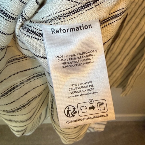 Reformation Arella 100% Linen Button Down Mini Dress in Elsie Stripe Size 6 - Picture 10 of 10